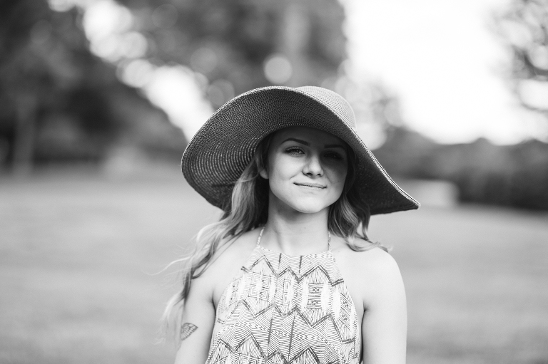 senior girl with hat