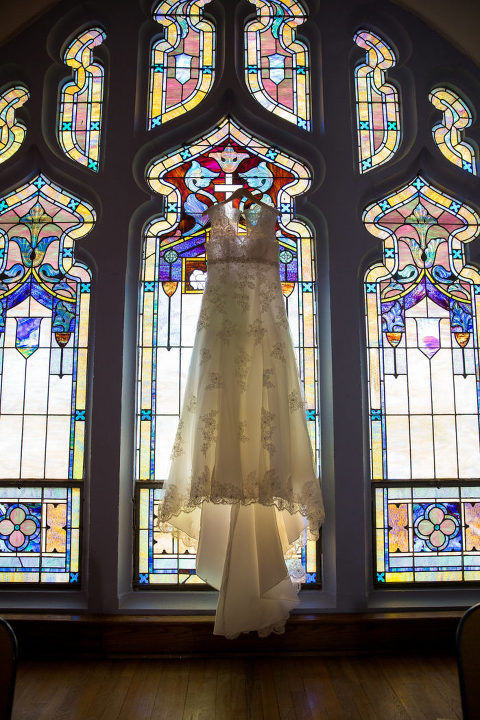 Wedding Dress in Stained glass window