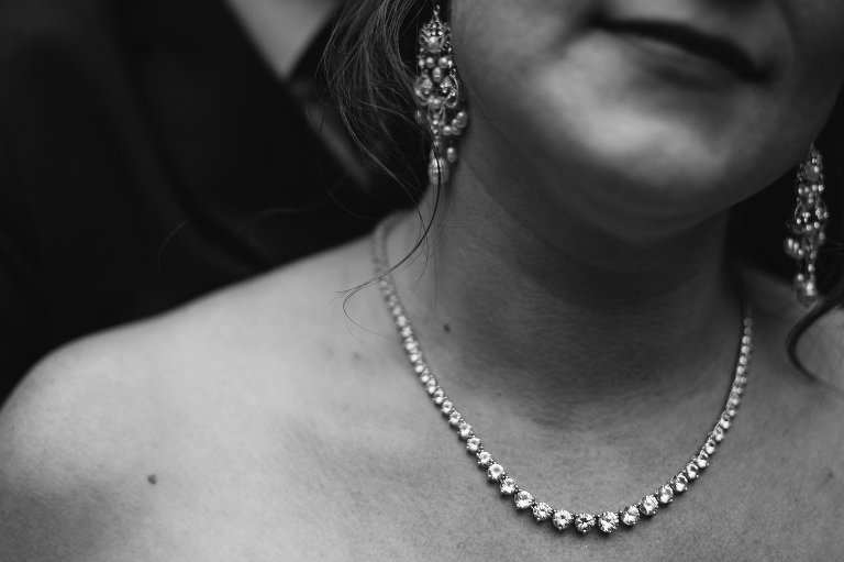 close up picture of necklace and earrings