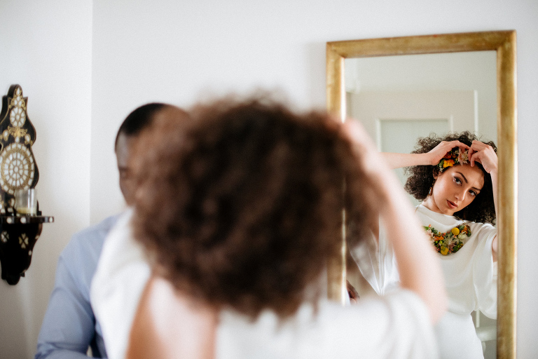 bride and groom together for elopement wedding