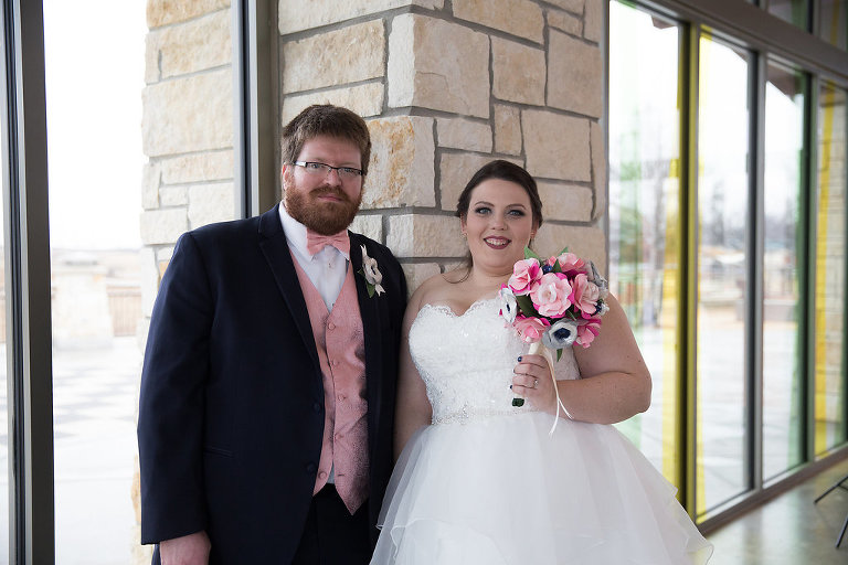 bride and groom at Madison Avenue Park Derby Kansas