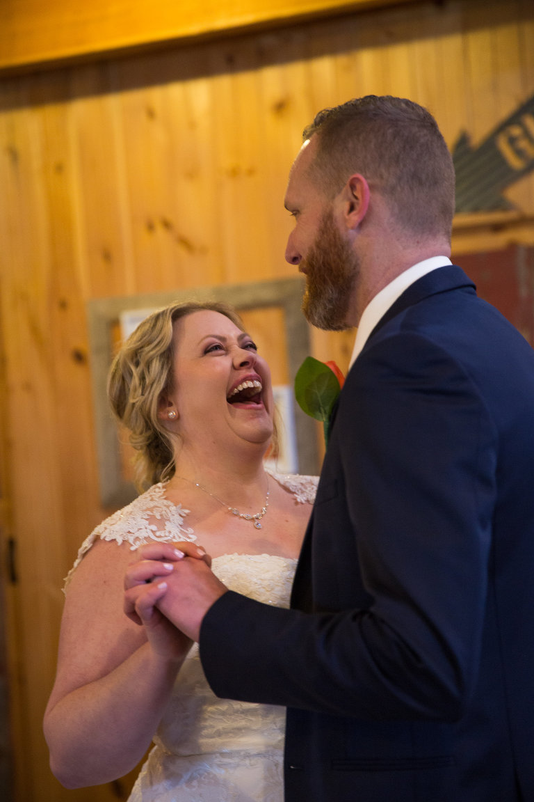 bride and groom dancing