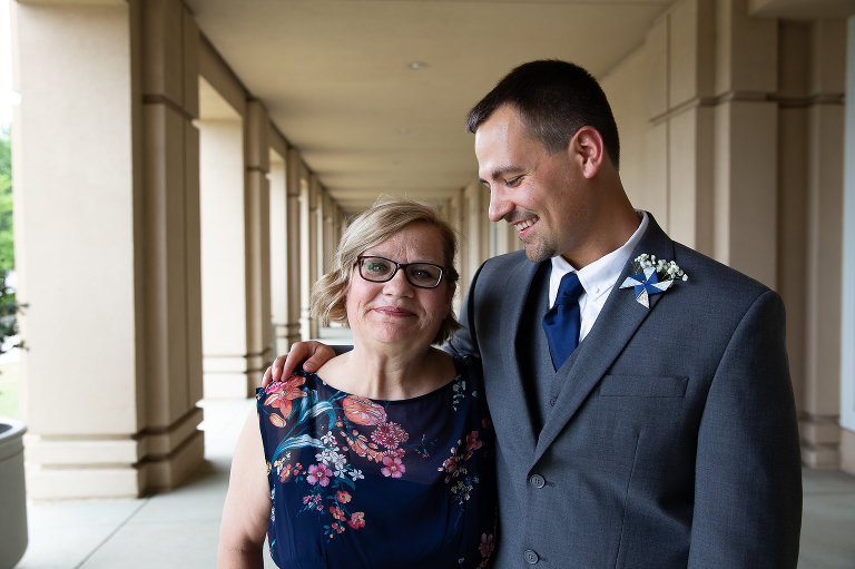 mom and son at wedding