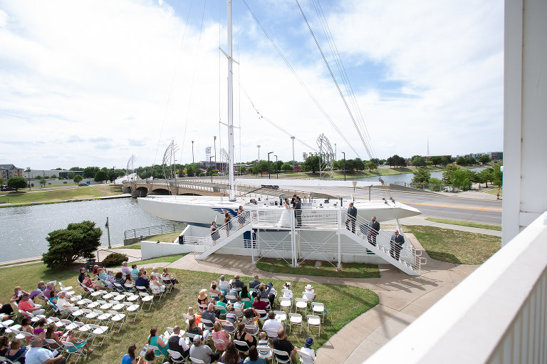 Wichita boathouse wedding ceremony