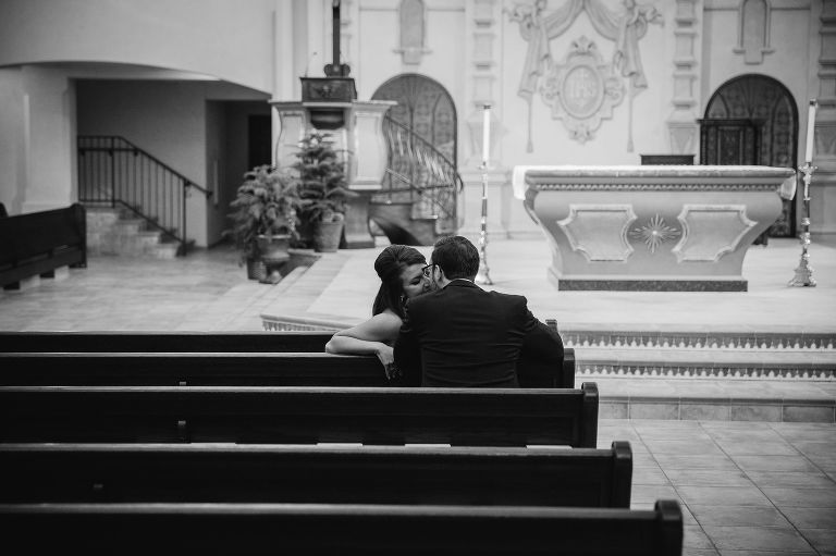 Bride and Groom Kissing visitation Church KC