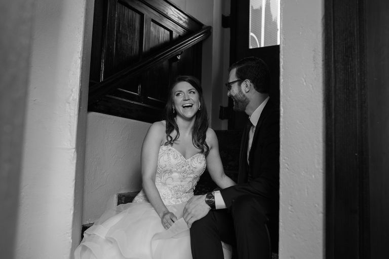 Bride and groom at urban winery KC
