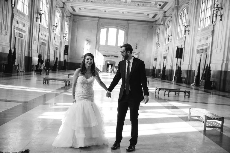 Bride and Groom at Union Station Kansas City