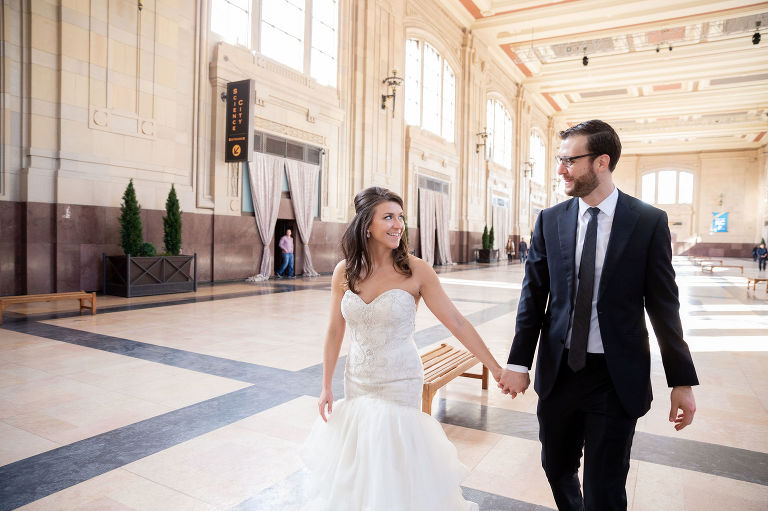 Bride and Groom at Union Station KC